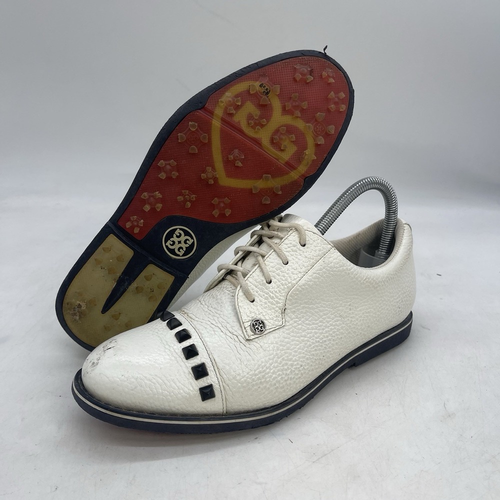 G/FORE Gallivanter Golf Shoes Womens 8 White Ladies Stud Cap Toe Leather Lace Up